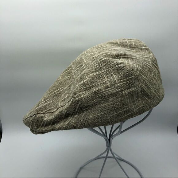 Country Gentleman Flat Top Duckbill Pub Cap Linen Blend Size Large Beige - Picture 2 of 6